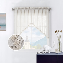 Beda Home Tassel Linen Textured Swag Curtain Valance for Farmhouses’ Kit... - $678.66 MXN