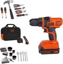 BLACK+DECKER 20V Max Drill &amp; Home Tool Kit, 68 Piece (LDX120PK) - £82.16 GBP