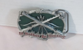 Vintage Enamel Inlay I’D Rather Be Hunting Pewter Belt Buckle; By Americ... - £19.50 GBP