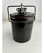 Ceramic Stoneware Jame Jar Lidded Vintage Brown - $19.43 CAD