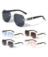 JAGUAR RIMLESS METAL FAUX WOOD SQUARE AVIATOR SUNGLASSES RETRO DESIGNER ... - €7,77 EUR