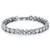 5Ct Rond 3mm VVS1/D Moissanite Tennis Bracelet 6.5 &quot; 1 Rang 14K or Blanc Plaque - £210.60 GBP