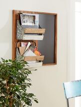 Rustic 23"H Wooden Chalkboard With 2 Metal Mail Pocket Organizer Wall Rack - $159.99