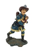Firefighter Figurine with Child Oxygen Tank Fireman Resin 11.5&quot; Number 23 - £17.69 GBP