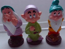 Vintage 3 Disney Snow White Dwarfs Bashful Dopey &amp; Sleepy Squeak Toys 1990s - $6.99