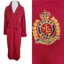 Y2K Lauren Ralph Lauren Mens Red Fleece Long Robe S/M Embroidered Crown Crest - $72.38