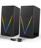 Computer Speakers, Desktop Speakers With 6 Colorful Rgb Lights, Headphon... - $16.99