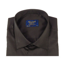 Men 100% Sateen Cotton Shirt Manschett Quesste Turkey Slim Fit 4010-08 Black image 3
