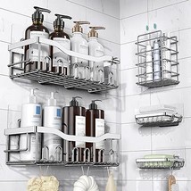 EUDELE Shower Caddy 5 Pack,Adhesive,Rustproof Stainless Steel Bathroom Organizer - £45.80 GBP