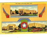 Civic Center at Fair Park Dallas Texas Linen Postcard Aquarium Museums - $11.88