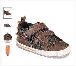 Robeez ro + me Baby Boys Dinosaur Brown Casual Shoes Sz 0/6 mos NEW in Box - £10.16 GBP