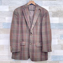 Paul Fredrick Wool Donegal Tweed Sport Coat Brown Plaid Elbow Patches Me... - $148.49