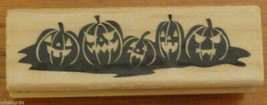 Pumpkin Border Rubber Stamp NEW Wood Holiday Spooky Jack &#39;o Lanterns - £1.59 GBP