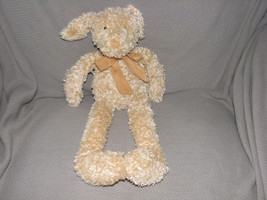 JellyCat 15&quot; Tan Puppy Dog Long Legs Suede Bow Plush Stuffed Curly Shaggy Brown - £28.02 GBP