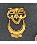 Avon Hooty Owl Brooch Wise Eyes Gold Tone Openwork 1990 Book Piece Vintage - $12.50