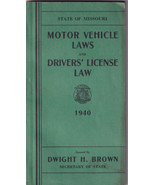 Vintage 1940 State of Missouri Motor Vehicle Laws and Drivers License Laws  - $4.00