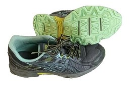 Asics Gel Venture 6 Size 11 Womens Black Green Trail Running Shoes Sneaker T7G7N - £21.62 GBP