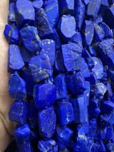 Bright blue grade AAA Lapis Lazuli Raw Matte Strings Stranding 10 PCs wh... - $445.50
