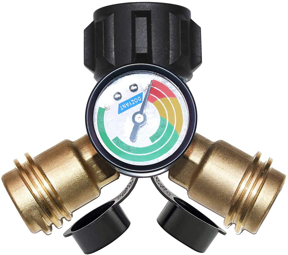 Propane Tank Y Splitter Adapter Gauge 2 Way LP Gas Adapter 5lb to 40lb C... - $38.93 Propane Tank Y Splitter Adapter Gauge 2 Way LP Gas Adapter 5lb to 40lb C... - $38.93