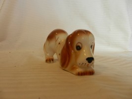 Vintage Ceramic Basset Hound Dog Figurine, Brown and White - £31.47 GBP