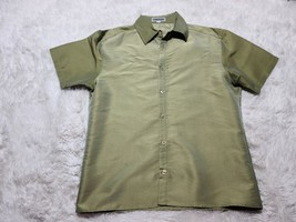 Couture Casual Button Down Iridescent Green Short Sleeve &quot;XL&quot;? Shirt Bow... - £9.75 GBP