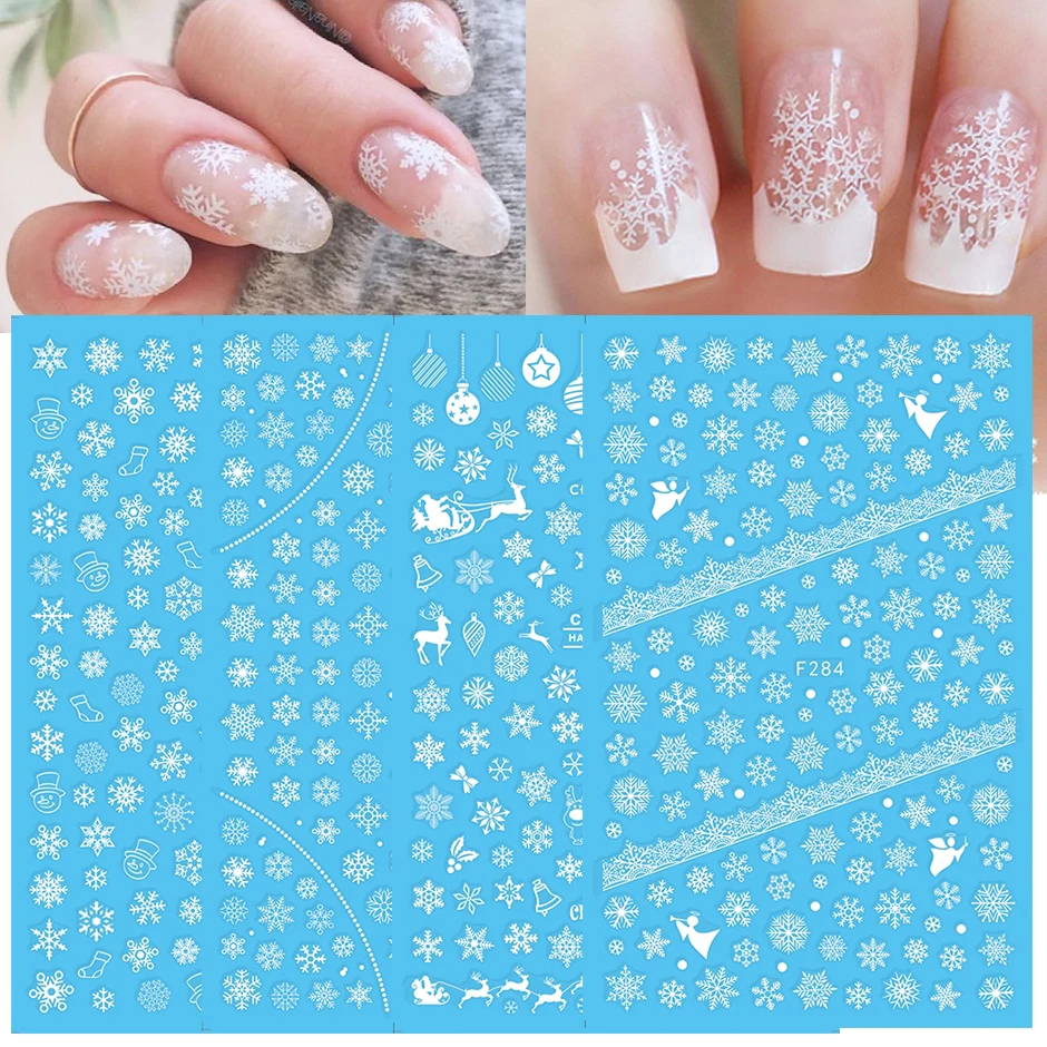 House Home 3D White Snowflakes Winter Sliders for Nail Stickers Christmas Decora - £20.15 GBP