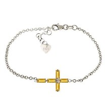 Galaxy Gold GG 1.15 Carat 14k Solid White Gold Cross Bracelet Natural Ci... - £464.27 GBP