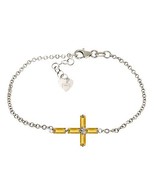 Galaxy Gold GG 1.15 Carat 14k Solid White Gold Cross Bracelet Natural Ci... - $589.99