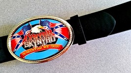 Lynyrd Skynyrd Rock Group Epoxy Photo Music Belt Buckle &amp; Black Bonded Belt - £21.74 GBP