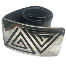 Vintage Garcia Hnos Taxco sterling silver 925 buckle belt black leather ... - £664.56 GBP