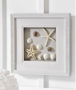 Nautical Shadow Box Wall Plaque White Frame with Shells and Starfish  16... - £54.75 GBP