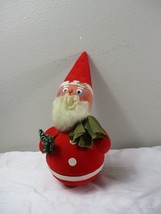 Vintage German Christmas Flocked Santa Claus Candy Container Nodder 14&#39;&#39; - £46.03 GBP