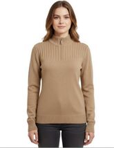 Karen Scott Chesnut Heather 1/2 Zip Cable Knit Pullover Turtleneck Sweat... - $15.29