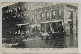 Sioux City Iowa 3rd and Pearl St  Flood July 1909 to Hackensack NJ Postcard Q6 - £10.35 GBP