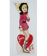 VINTAGE VALENTINE CARD ICE SKATING GIRL BE A GOOD SKATE SAY YES 1960s - €6,86 EUR