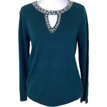 INC International Concepts Sweater Women&#39;s Small Embellished Keyhole Gre... - £18.67 GBP