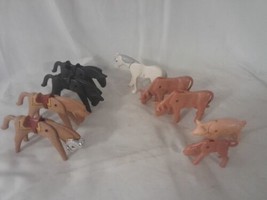 Vintage Geobra Playmobil Horses Pigs Bulls FARM Animals Figures 9 Pcs 70... - £17.31 GBP