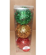 Ornaments Christmas Shatterproof Celebrate It 3ea Glitter Balls Red/Gd/G... - $177.50 MXN