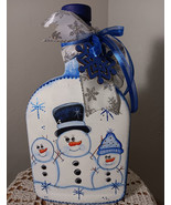 Snowmen decoration, Up cycled glass Art, Unique Bottles, Winter décor, B... - $89.49 CAD