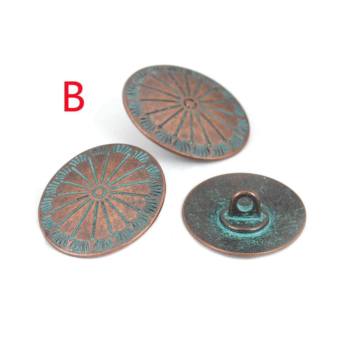 24 Pcs Vintage Oval Shape  Patina Shank Copper Buttons For Apparel design Navy c - £93.33 GBP