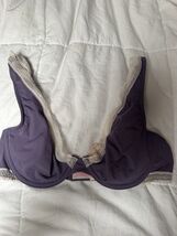 Victoria's Secret Purple White Lace Unlined Demi Plunge Bra 32C NEW! - $18.67