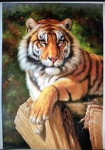 Tiger Resting in a Tree Handmade Oil Painting Unmounted Canvas 24x36 inches - £393.83 GBP
