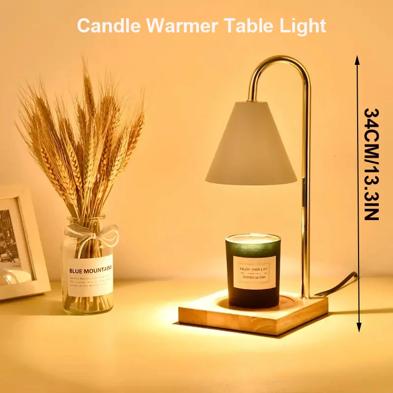 1PC Candle Warmer Table Light Dimmable Candle Table Lamp Wood Base Wax M... - £27.42 GBP+