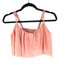 Womens Tankini Top Flounce Ruffle Cropped Pink L - £3.98 GBP