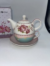 Jusalpha Fine Bone China Teapot for One, Rose Teapot and Saucer Set Tea Cup New - £27.30 GBP