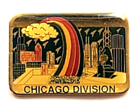 VTG USPS Chicago Division Enamel Pin Rainbow Skyline Gold Tone Postal Em... - $9.99