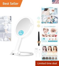 Light-Up Vanity Mirror with 3 Color Settings - 20X Magnification &amp; Trave... - $30.99