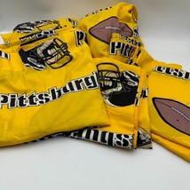 Pittsburg Football Queen Size Sheet Set Flat Fitted 4 Pillowcases Yellow Black - £35.60 GBP