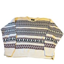 Vintage Jantzen Sweater Mens Geo Print Medium Striped Long Sleeve Retro Grandpa - £29.45 GBP