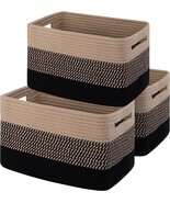 OIAHOMY Storage Basket, Woven Baskets for Storage, Pack of 3, Black &amp; Brown - £22.41 GBP